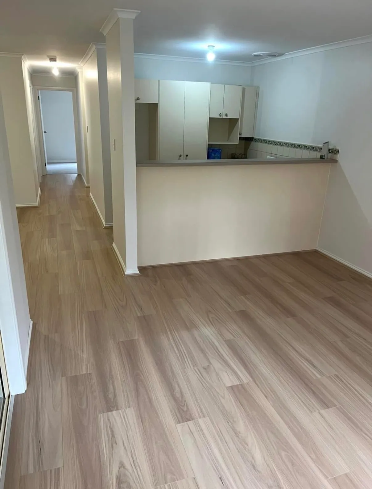 Laminate flooring through an open plan living area in Mount Barker